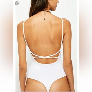 NWT Strappy Basique Bodysuit In White FREE PEOPLE